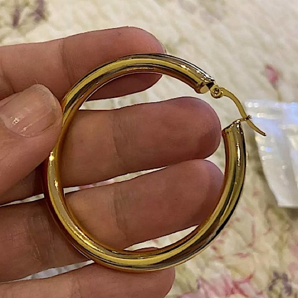 NEW GOLD 60mm HOOP EARRINGS - Picture 3 of 4